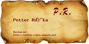 Petter Réka névjegykártya